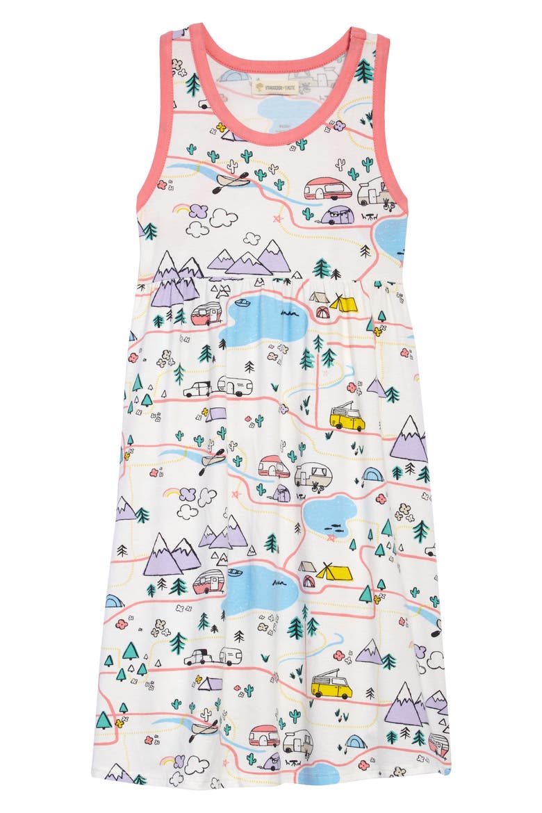 Racerback Tank Dress, Main, color, IVORY EGRET ROAD MAP