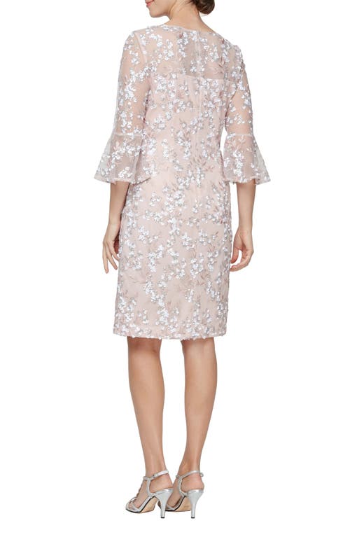 Alex Evenings Floral Embroidered Sequin Sheath Dress In Pink