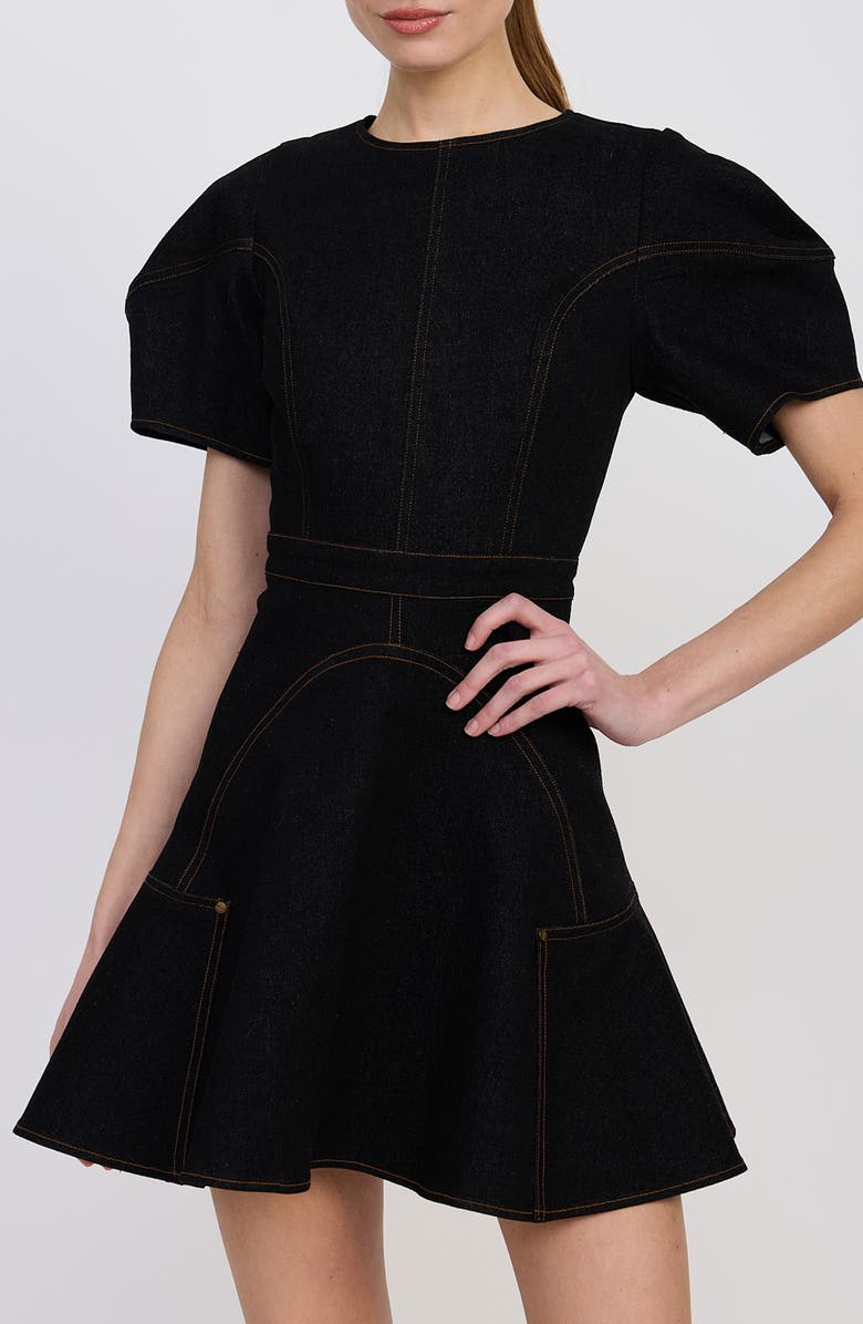 En Saison Aaliyah Denim Minidress, Alternate, color, Black