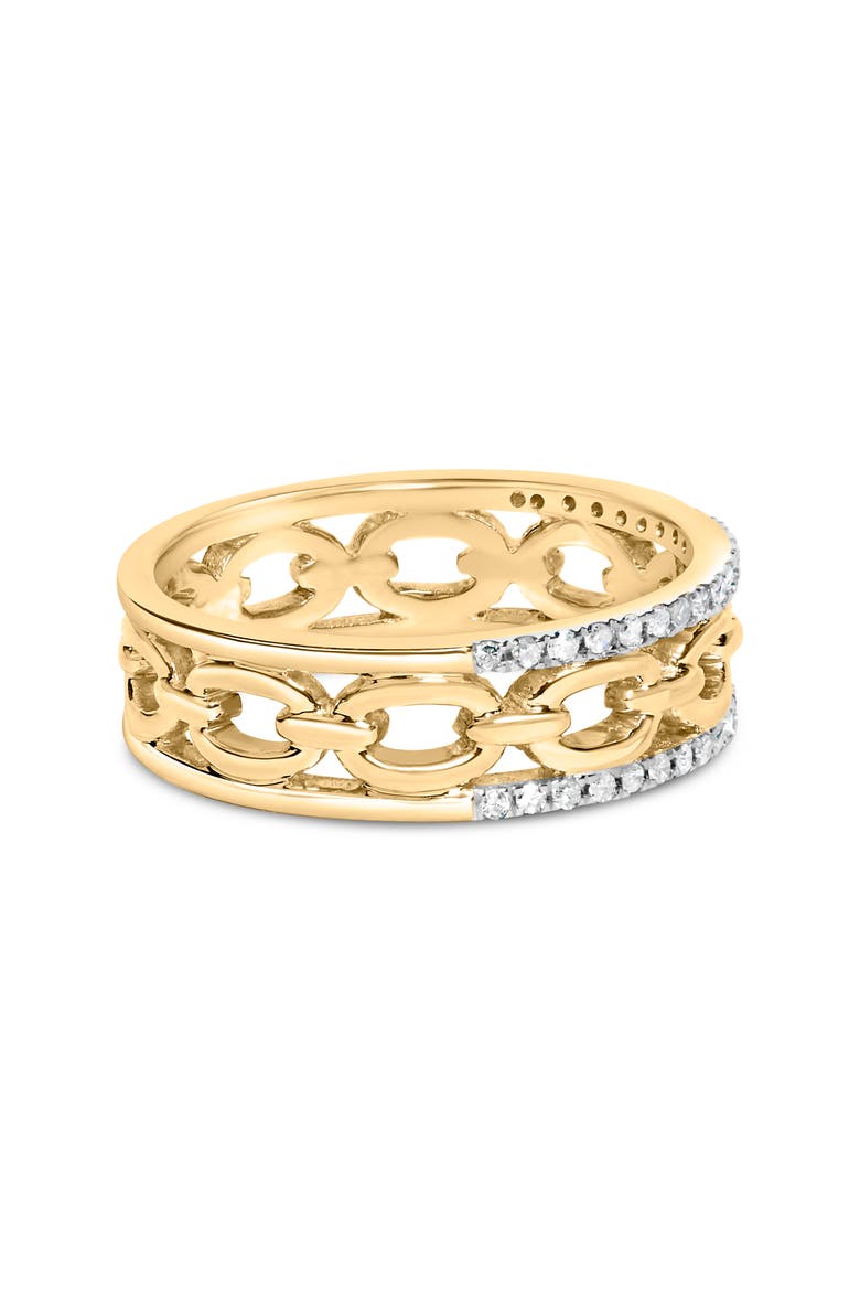 10K Yellow Gold 1/5 Cttw Diamond Two Row Cuban Link Ring, Alternate, color, Yellow Gold