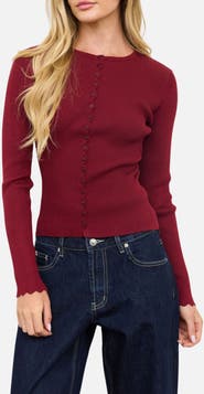 Blu Pepper Scalloped Rib Cardigan
