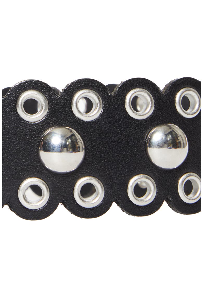 Zalla Studded Leather Belt, Alternate, color, BLACK/ SILVER