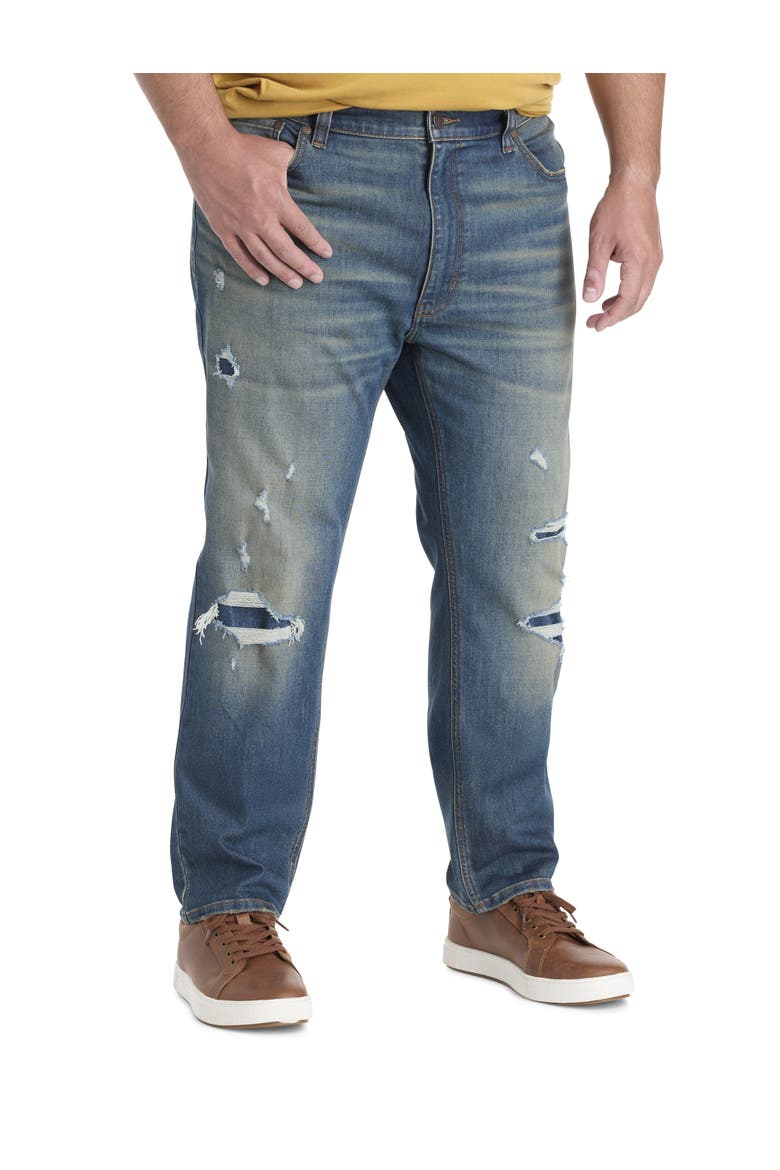 Big & Tall Rip and Repair Tapered-Fit Jeans, Main, color, ROUGH EDGES