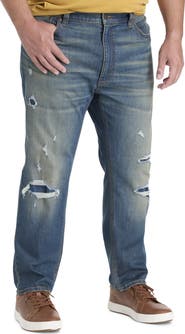 True Nation by DXL Big & Tall Rip and Repair Tapered-Fit Jeans