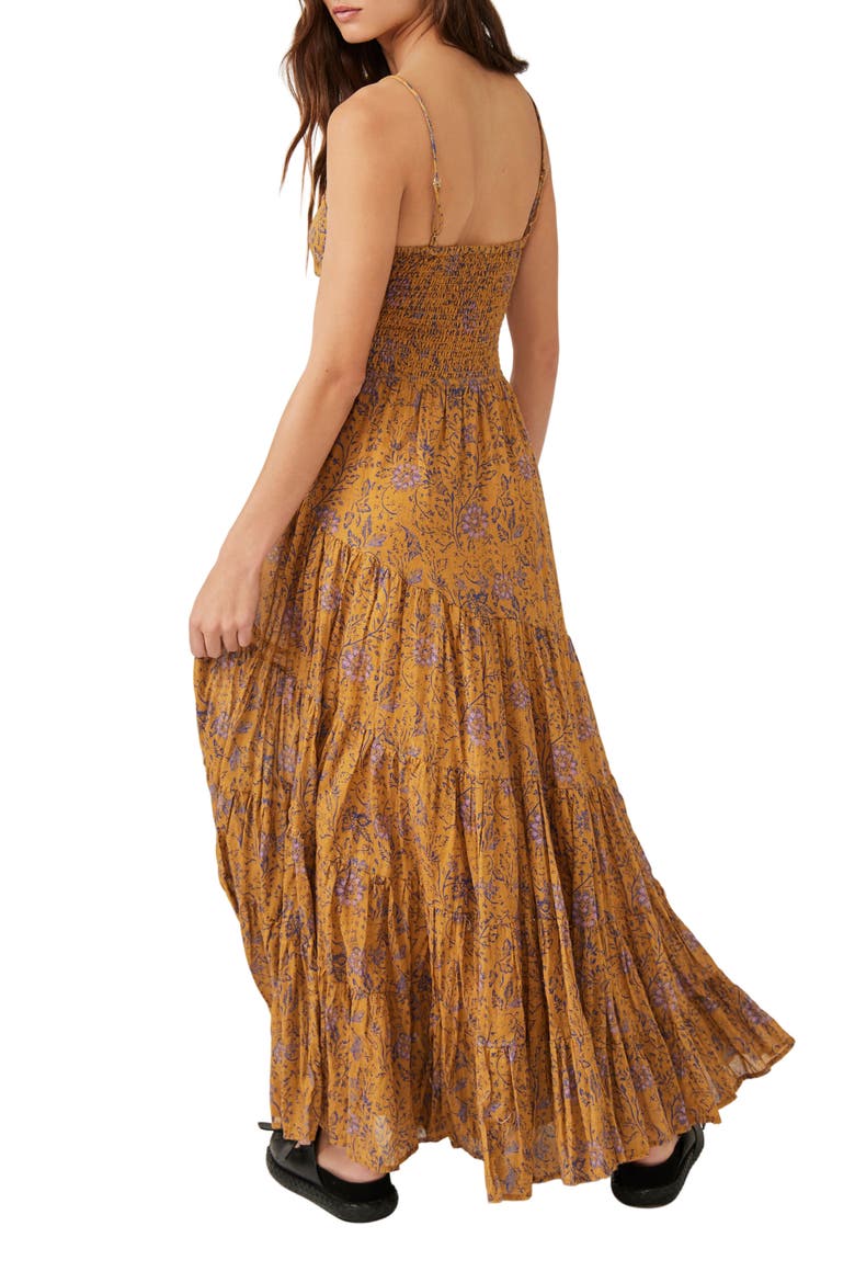 Sundrenched Floral Smocked Bodice Maxi Sundress, Alternate, color, DUSTY OLIVE COMBO