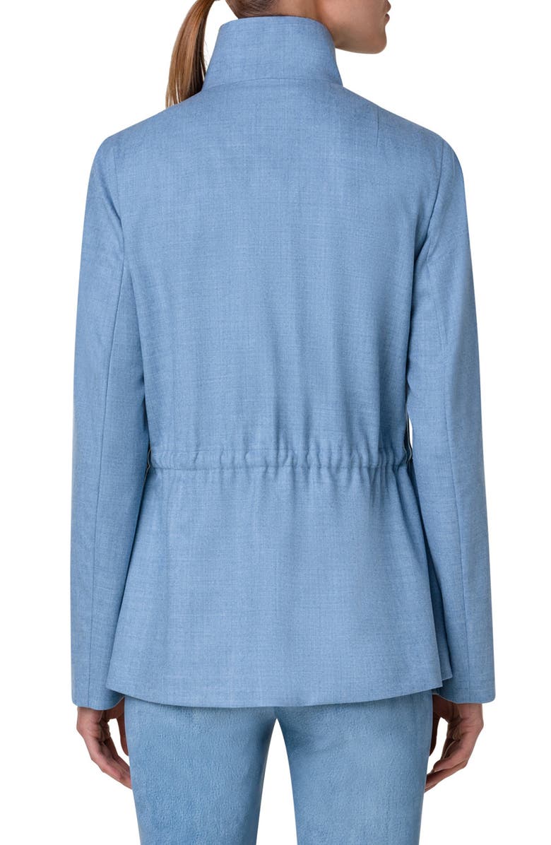 Akris Cinch Waist Stretch Wool Flannel Jacket, Alternate, color,