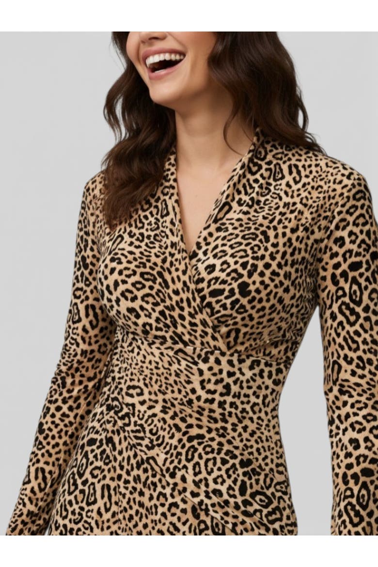 Bret Wrap Front Midi Dress, Alternate, color, Natural Combo
