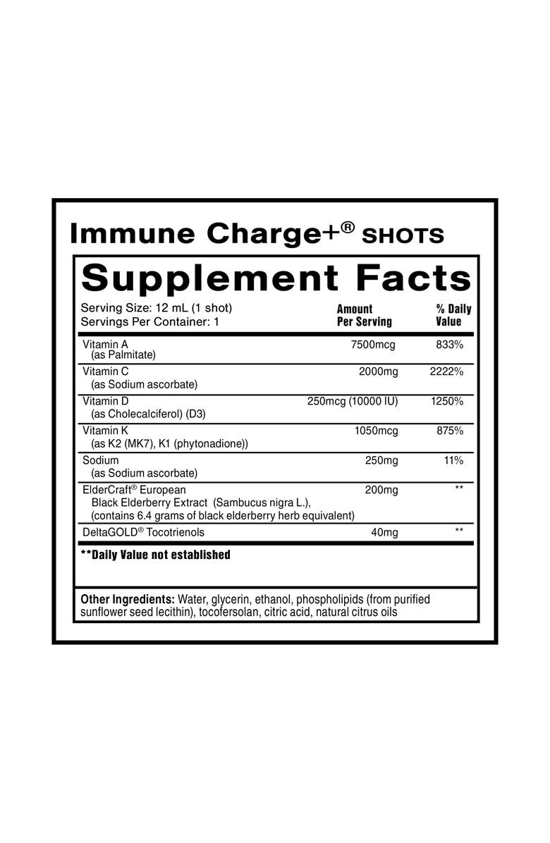 Quicksilver Scientific Immune Charge Supplement Portable Wellness Shots with Elderberry Vitamins C A D3 and K2, Alternate, color,