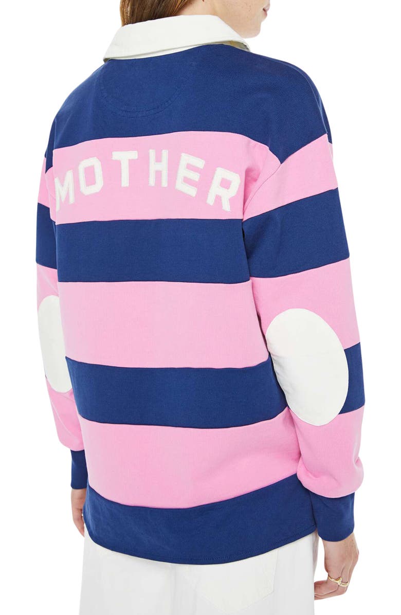 MOTHER Piece Huddle Cotton Rugby Polo, Alternate, color, Estate Blue And Begonia Pink