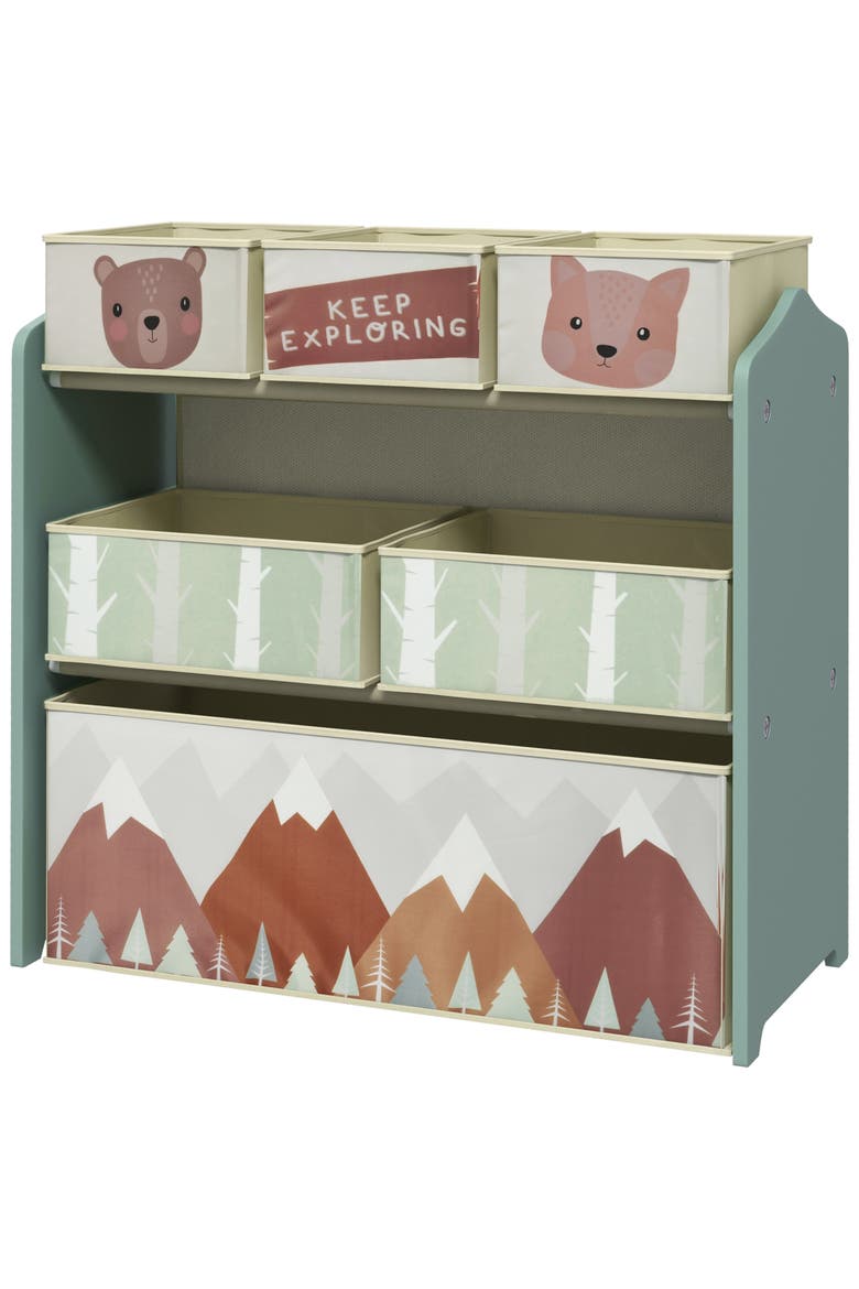 Toy Organizer with 6 Bins, Kids Storage Unit​, Main, color, Green