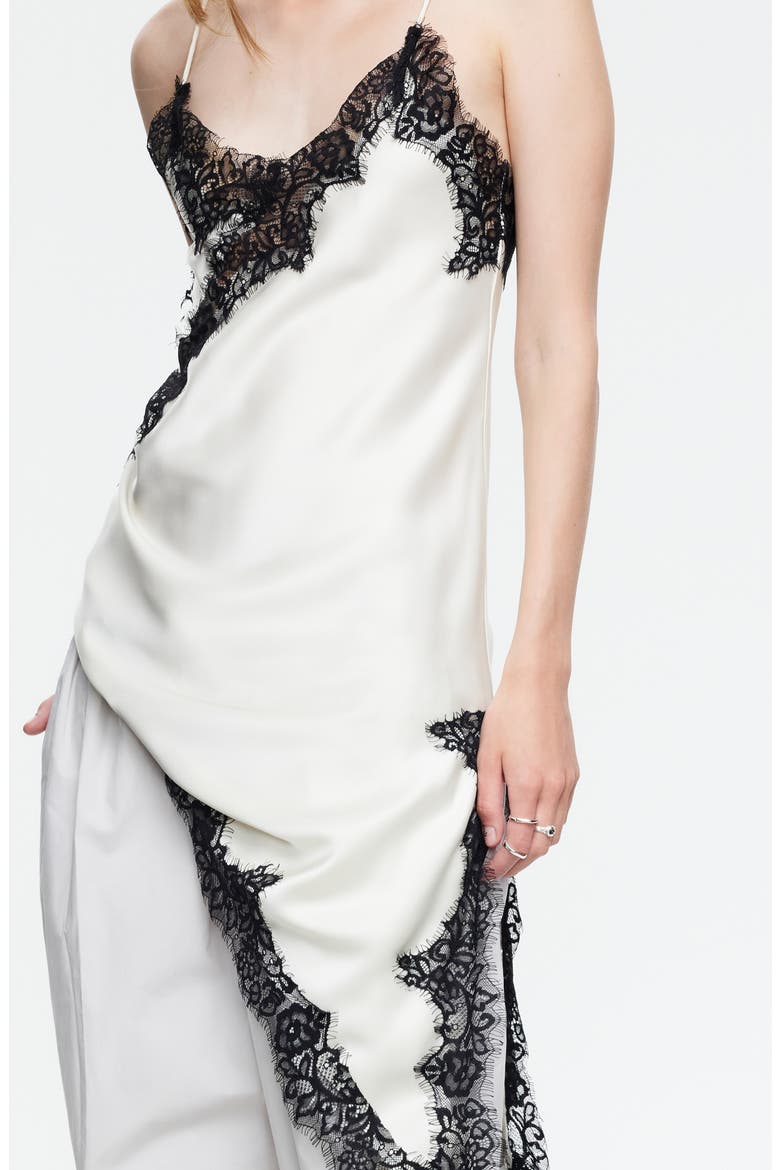 Emerging Lace Trim Asymmetric Slipdress, Alternate, color, PORCELAIN