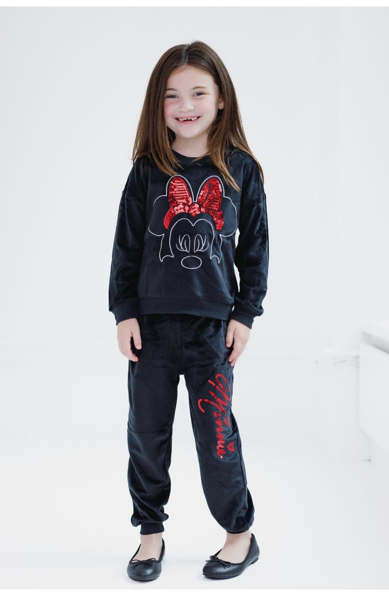 Disney Minnie Mouse Velour Sweatshirt & Pants Set, Alternate, color, Black