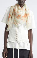 McQueen Floral & Skull Print Silk Scarf