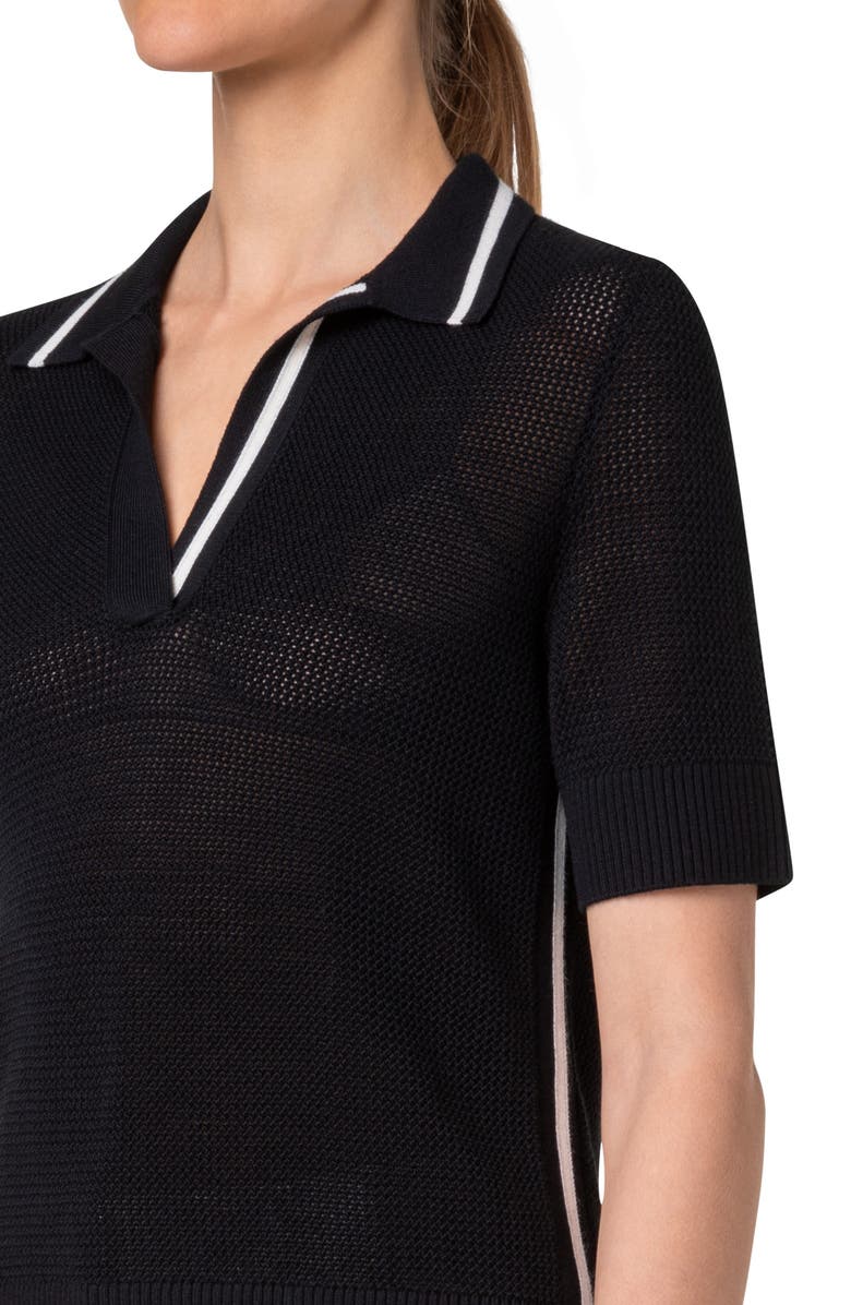 Akris punto Merino Wool Mesh Sweater Polo, Alternate, color,