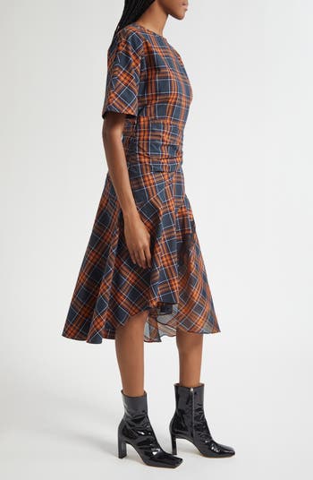 Plaid Cotton & Silk Dress
