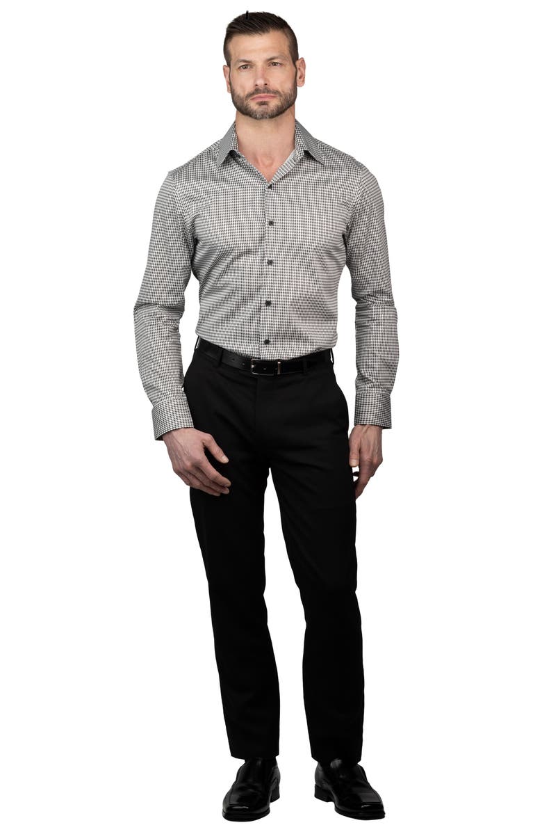 KARL LAGERFELD Trim Fit Kameo Print Cotton Dress Shirt, Alternate, color, Black