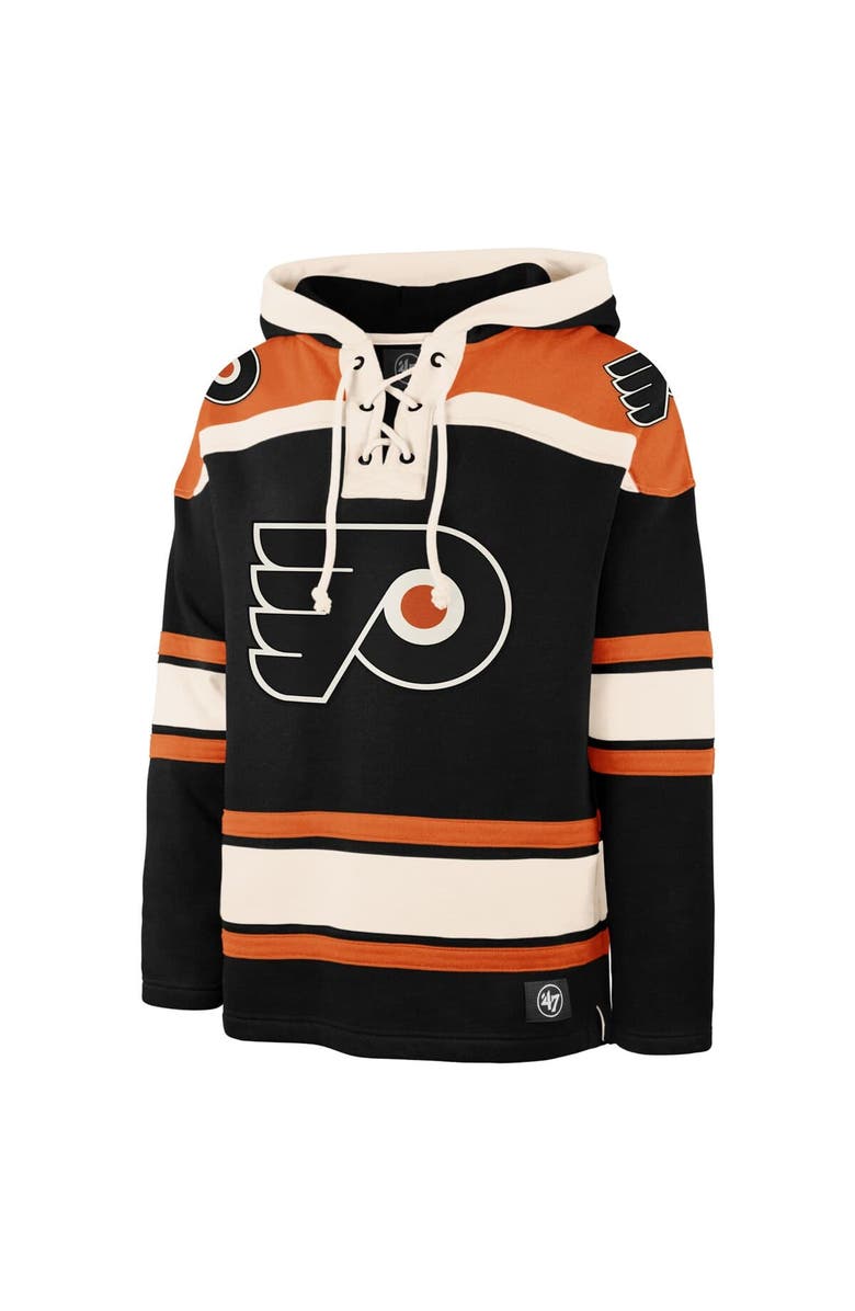 '47 Men's '47 Black Philadelphia Flyers  Big & Tall Superior Lacer Fleece Pullover Hoodie, Alternate, color, 