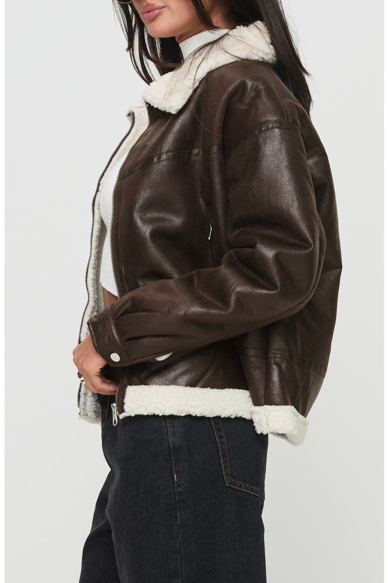 Solara Faux Shearling Jacket, Alternate, color, BROWN