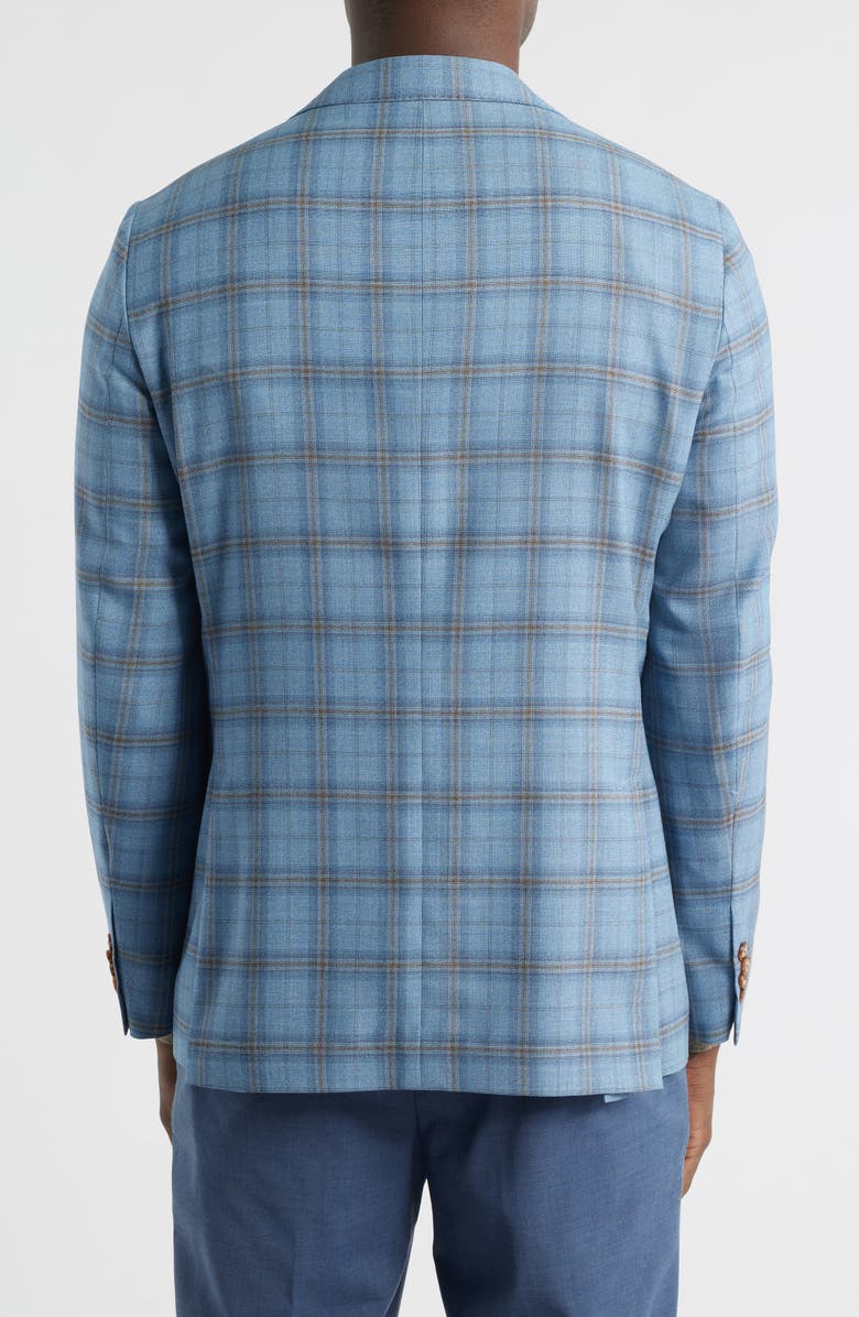 Jack Victor Midland Contemporary Fit Light Blue Plaid Super 120s Wool Sport Coat, Alternate, color, Light Blue