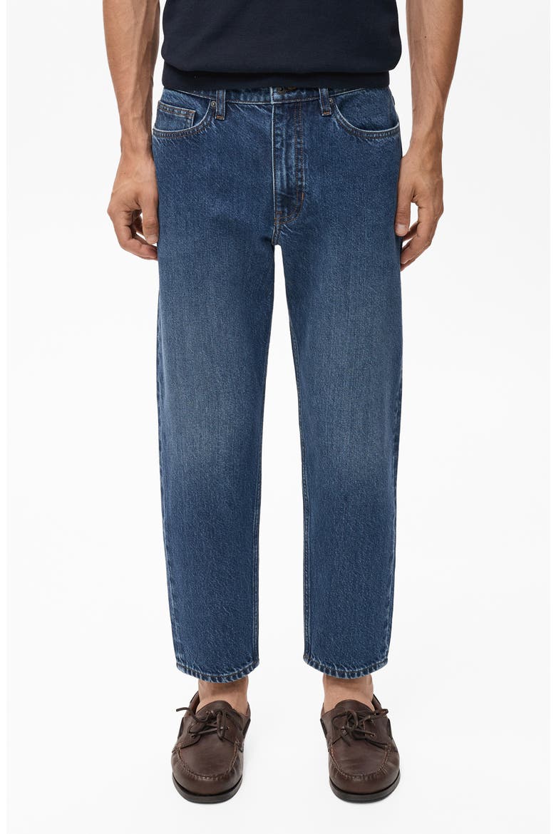 Crop Tapered Jeans, Main, color, DARK BLUE