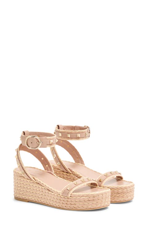 Rockstud Ankle Strap Espadrille Platform Sandal (Women)