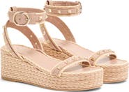 Valentino Rockstud Ankle Strap Espadrille Platform Sandal