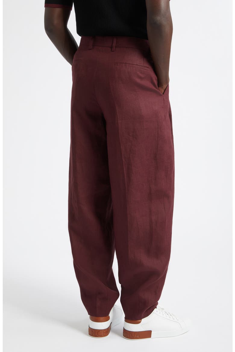 Pleated Linen Trousers, Alternate, color, M5039 MARRONE-VIOLA SCURO