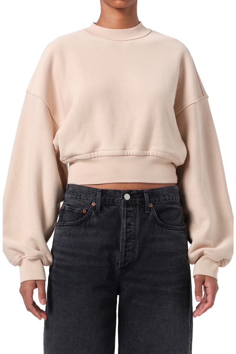 Kit Cotton Fleece Crop Sweatshirt, Main, color, WAFER (DUSTY NUDE PEACH)