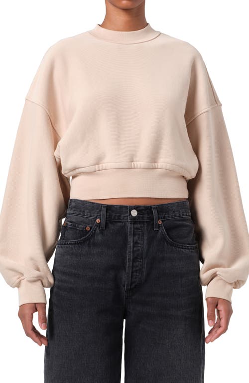 Agolde Kit Shrunken Crewneck Sweater In Wafer (dusty Nude Peach)