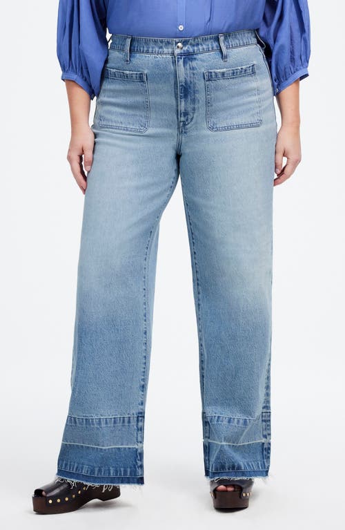 Madewell The Emmett Release Hem Patch Pocket Wide Leg Jeans In Banning Wash