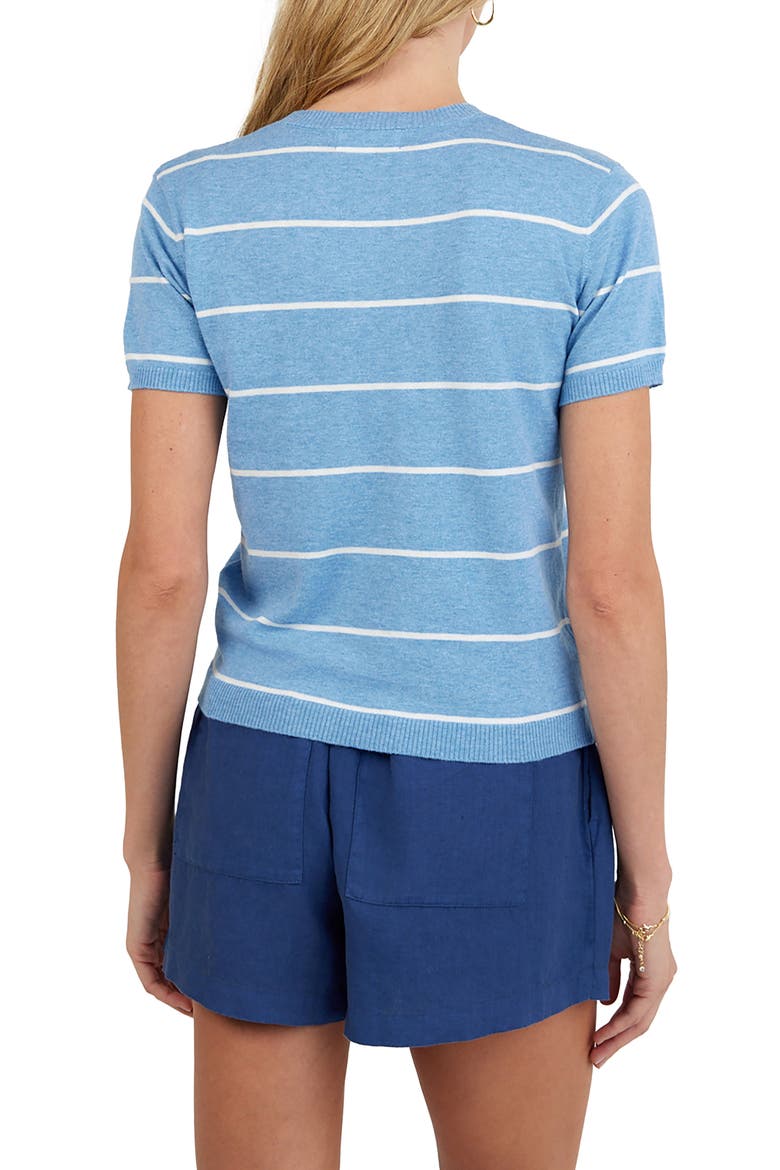 Stripe Crewneck Short Sleeve Cotton & Cashmere Top, Alternate, color, SALIOR STRIPE