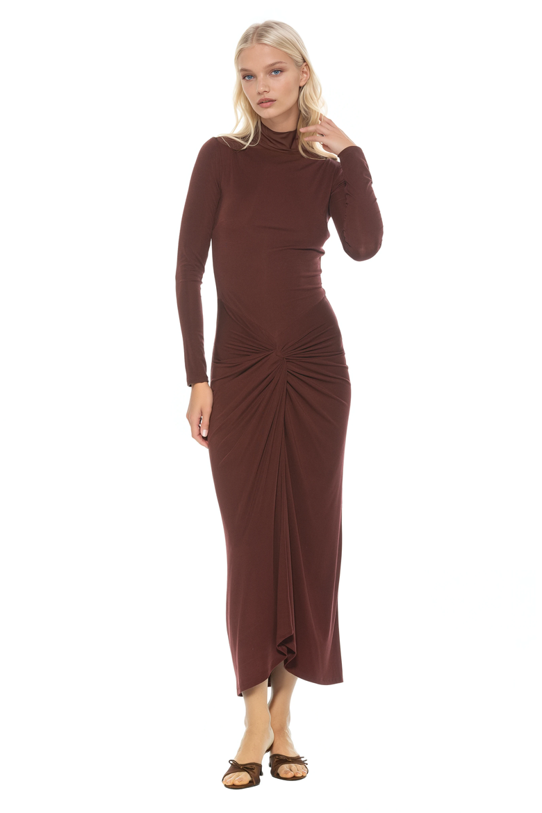 Revel Long Sleeve Draped Skirt Maxi Dress, Alternate, color, Burgundy