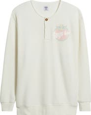 BOYS LIE Breakfast Beers Graphic Waffle Knit Henley Sweatshirt