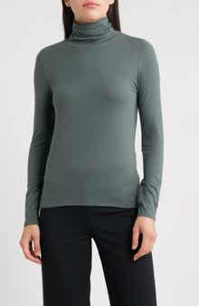 Turtleneck Stretch Organic Cotton Blend Top
