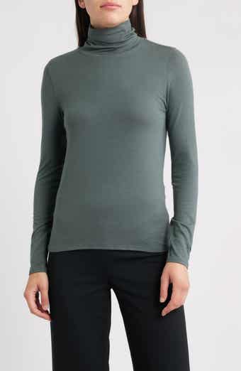 Turtleneck Stretch Organic Cotton Blend Top