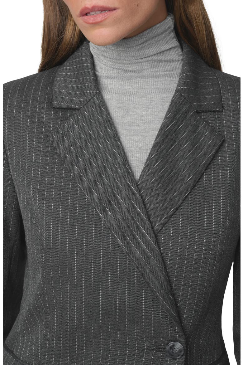 The Mecah Pinstriped Wrap Blazer, Alternate, color, CHARCOAL PINSTRIPE