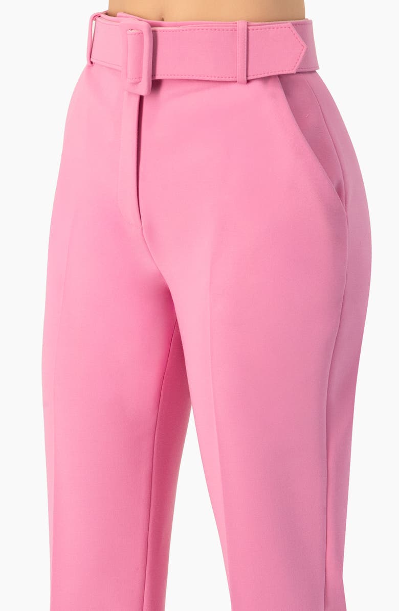 IVONNE Tailored Straight-Leg Pants with Belt, Alternate, color, Pink