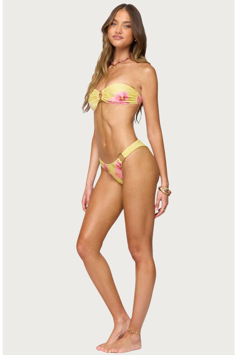 Miley Floral O-Ring Bikini Bottoms, Alternate, color, YELLOW