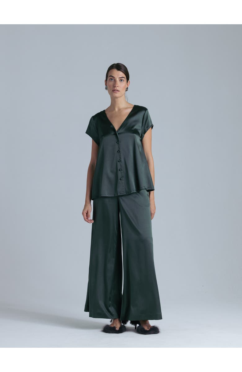 Alas Silk Short Sleeve Shirt, Alternate, color, Rich Green