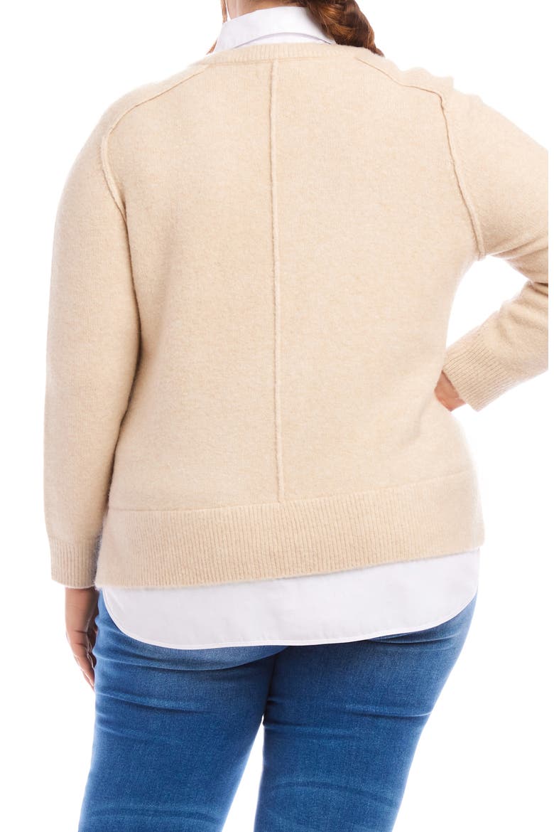 Mixed Media Layered Sweater, Alternate, color, SAND