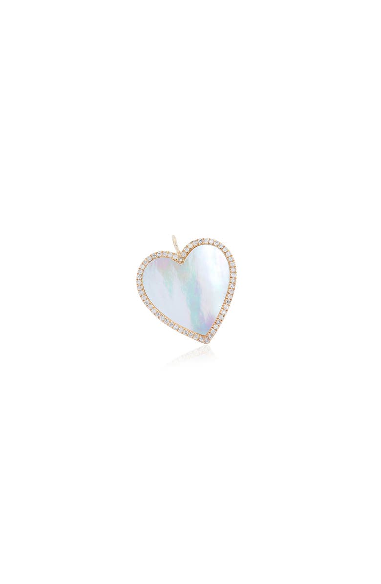 The Lovery Fine Jewelry Small Mother of Pearl Diamond Heart Charm, Main, color, Mother Of Pearl