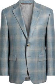 Canali Regular Fit Siena Plaid Silk & Cashmere Sport Coat