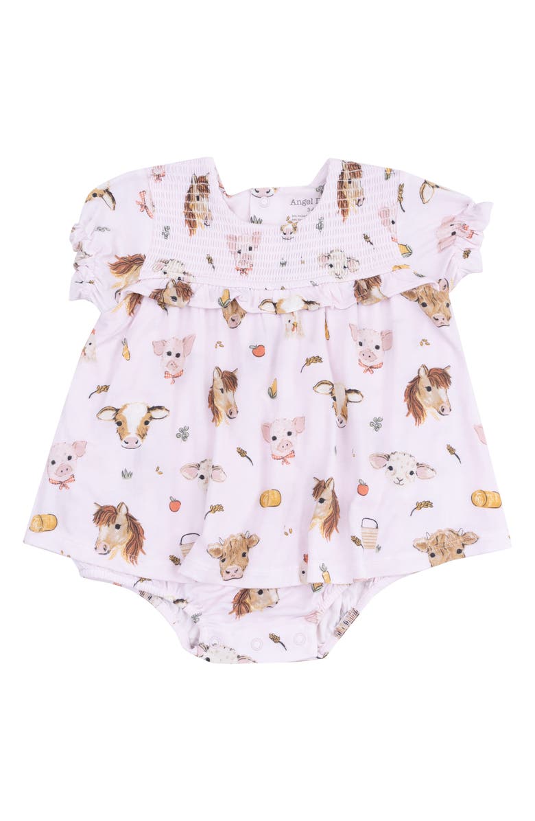 Angel Dear Print Smocked Romper, Main, color,