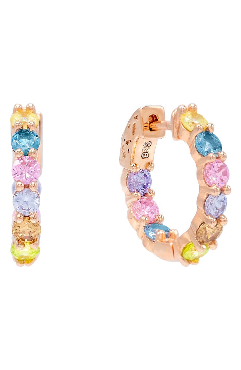 Adina's Jewels Adina’s Jewels Pastel Rainbow Huggie Earrings, Main, color,