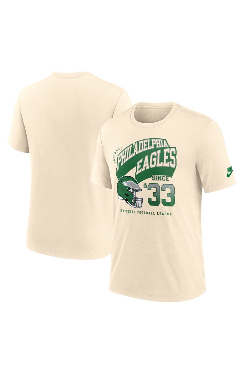 Nike Men's Nike  Natural Philadelphia Eagles Rewind Tri-Blend T-Shirt, Main, color, 