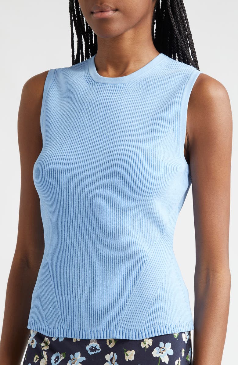 Veronica Beard Side Sleeveless Rib Sweater, Alternate, color, Blue Sky