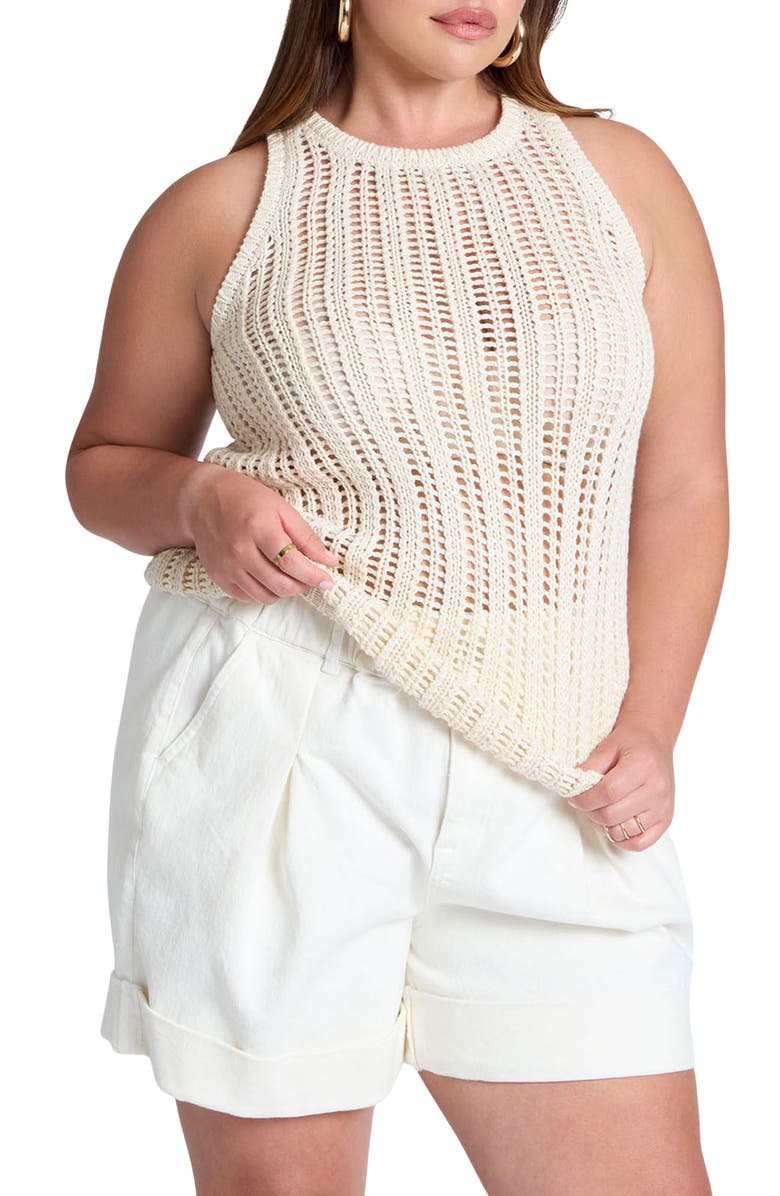 ELOQUII Crochet Sweater Tank, Main, color, 