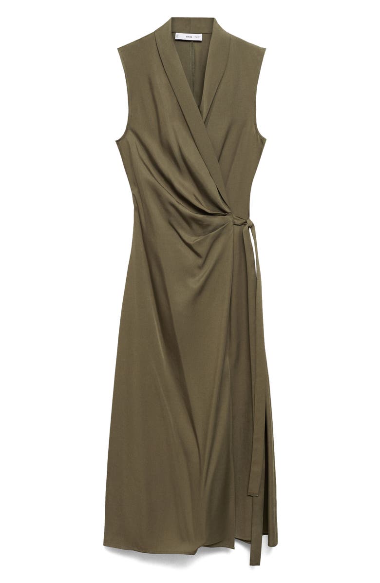 MANGO Sleeveless Wrap Dress, Alternate, color,