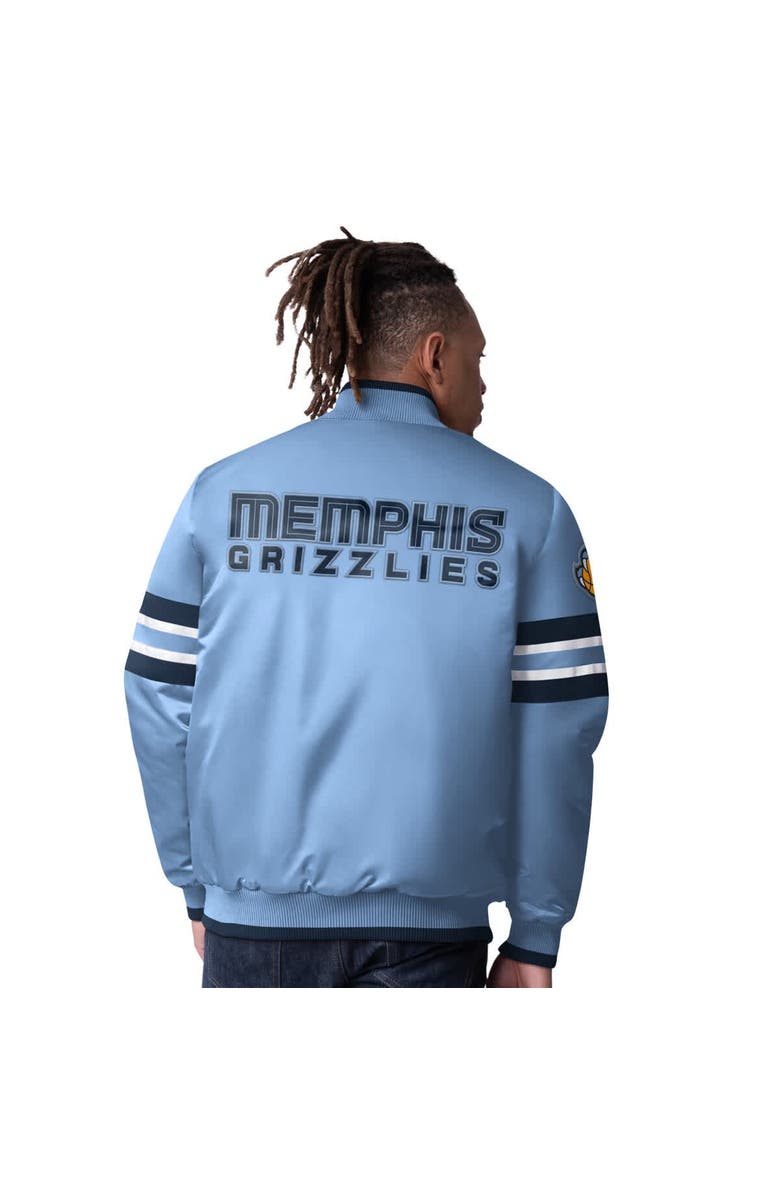 STARTER Men's Starter Light Blue Memphis Grizzlies Scout Varsity Satin Full-Snap Jacket, Alternate, color, Light Blue