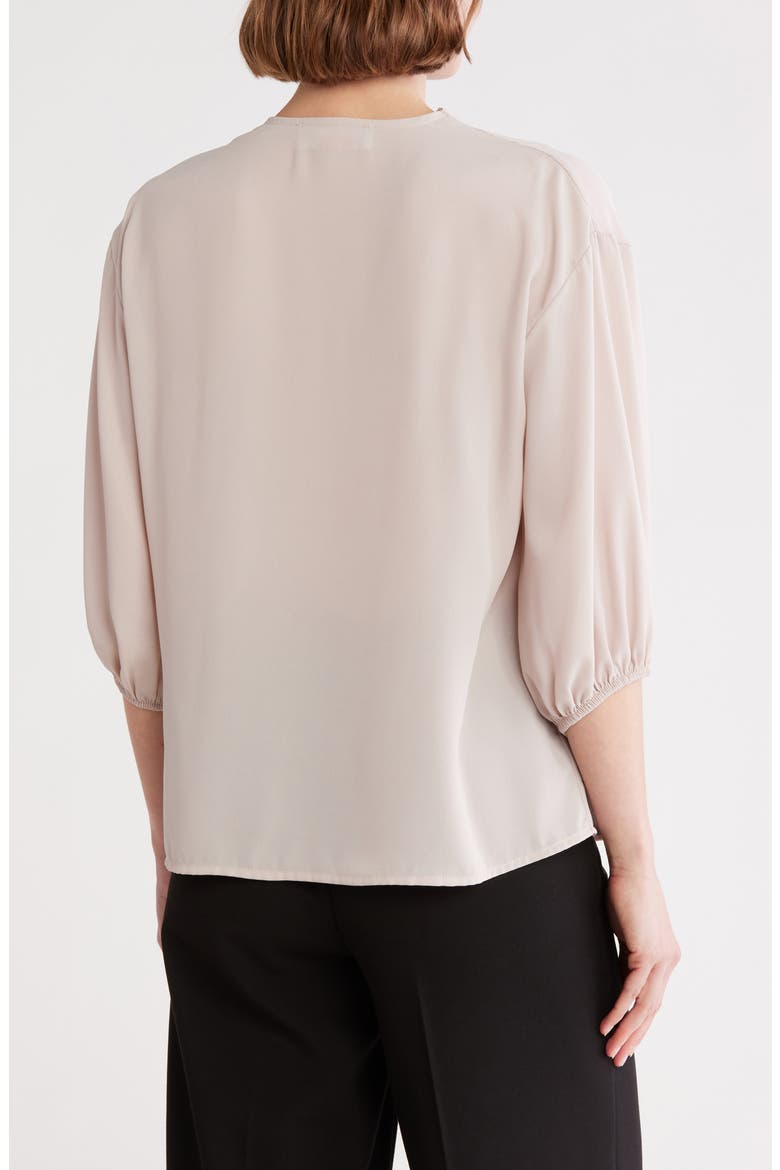 Scarf Detail Three-Quarter Sleeve Top, Alternate, color, BEIGE